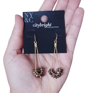 Gold and Purple Dangling Earrings